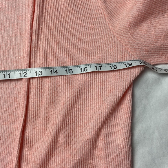 Peach extra long ribbed open duster cardigan with full slits on sides - Picture 9 of 10